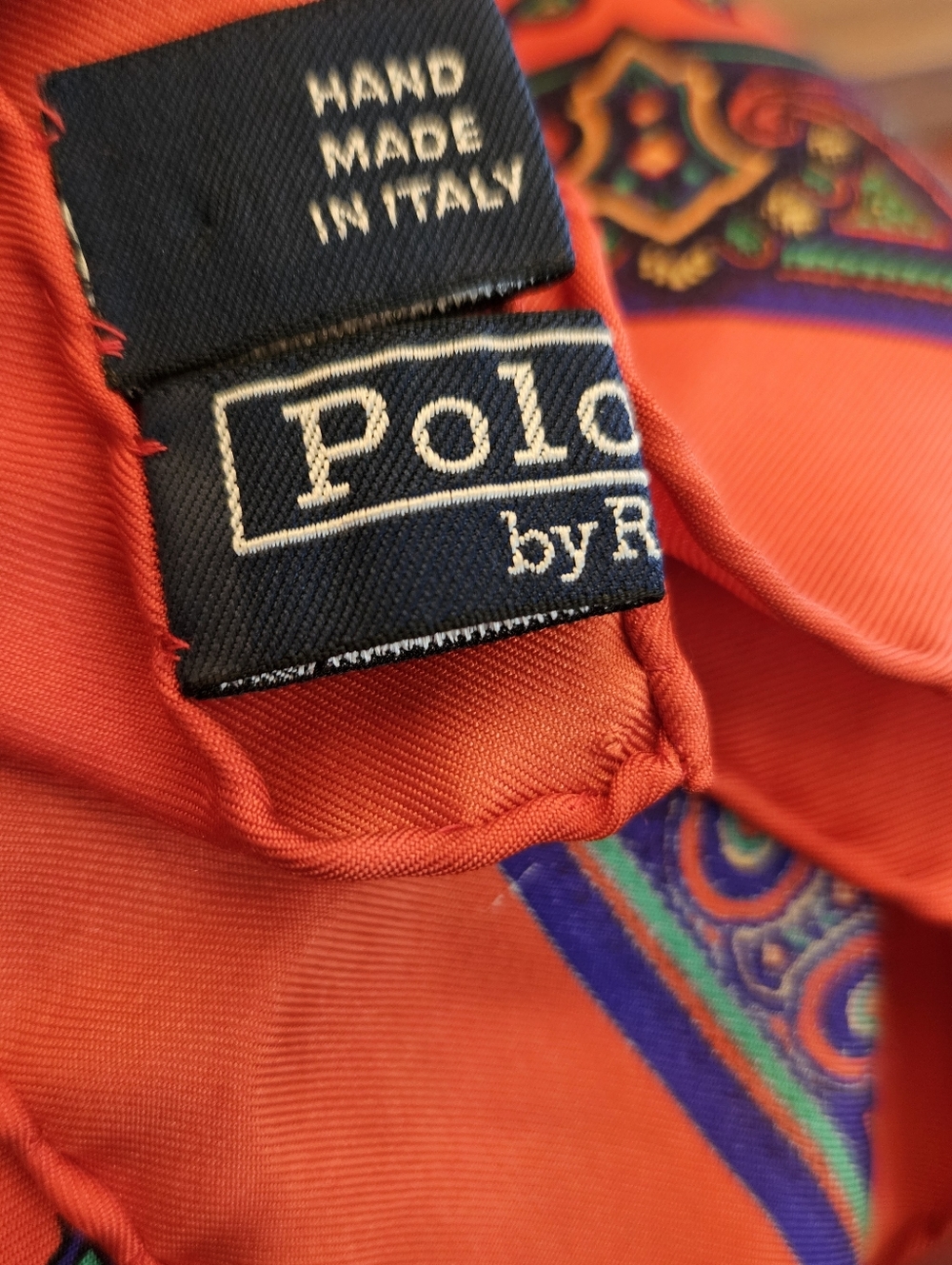 Polo Ralph Lauren Silk Scarf, Ralph Lauren Mens Pocket Scarf, Made In Italy - Picture 3 of 5